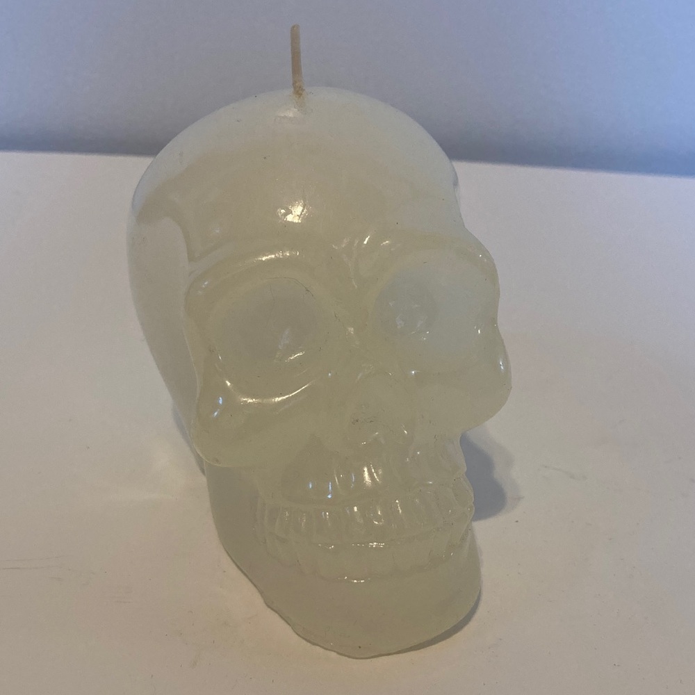 Spooky Translucent Skull Shaped Candle Halloween Gothic Decor